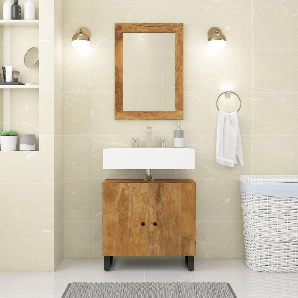 vidaXL Espejo de Vidrio y Madera Maciza de Mango 70x50 cm