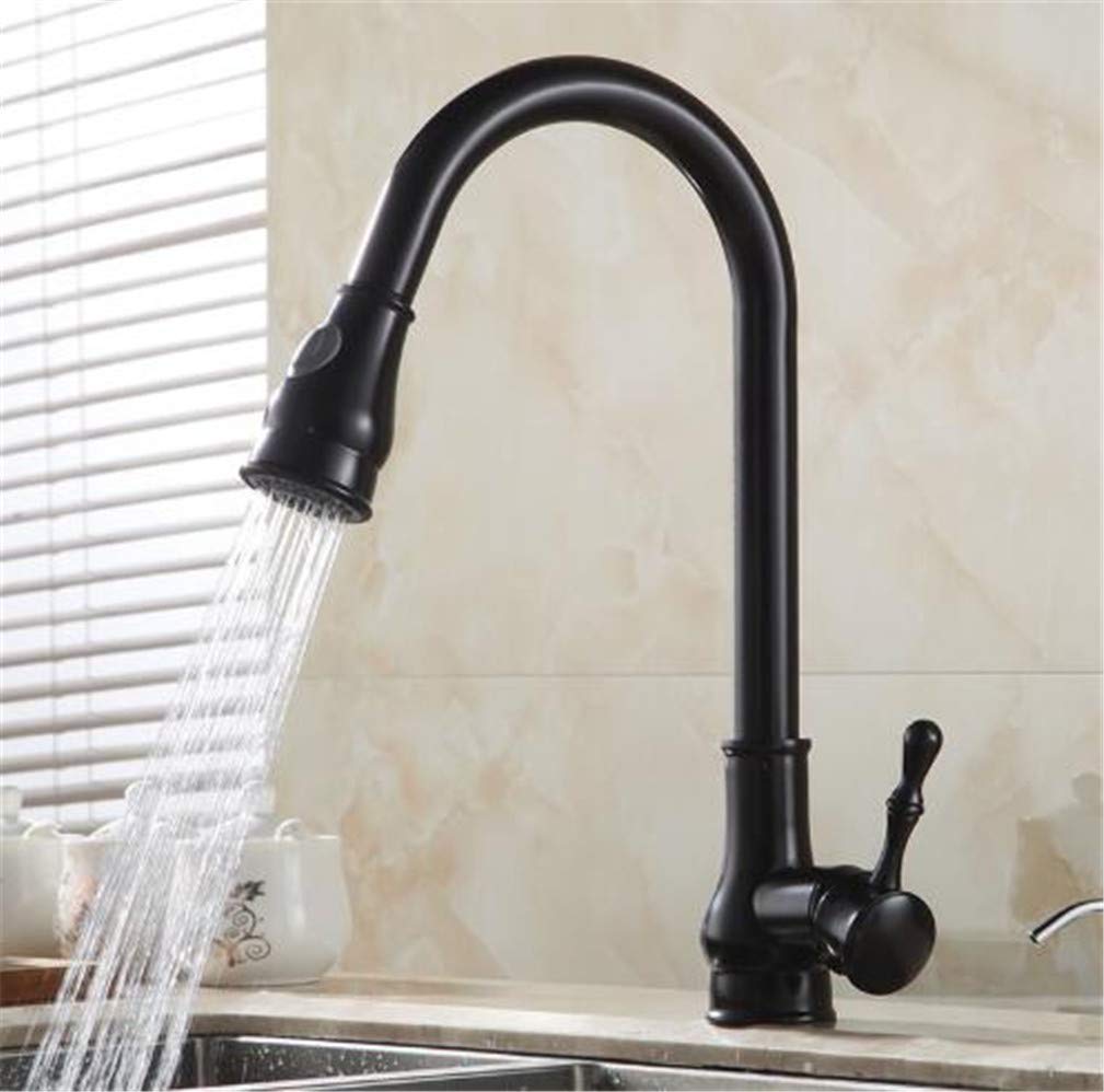 Grifo de cocina extraíble con cabezal de pulverización giratorio de 360 grados, grifo mezclador monomando estilo retro