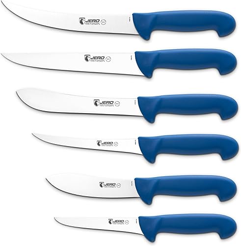 Jero Pro Butcher Set  Juego de 6 cuchillos de procesamiento de carne  Cuchillo para romper, rebanador, carnicero estrecho, cuchillo de deshuesado