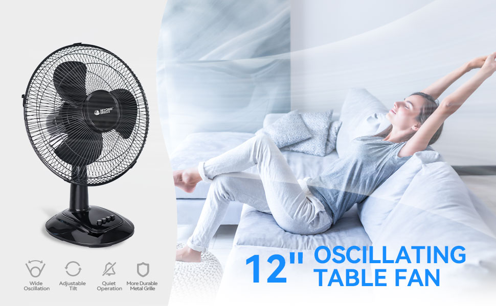 Comfort Zone 12 Oscillating Table Fan 12 Diameter 3 Speed Oscillating - View #9