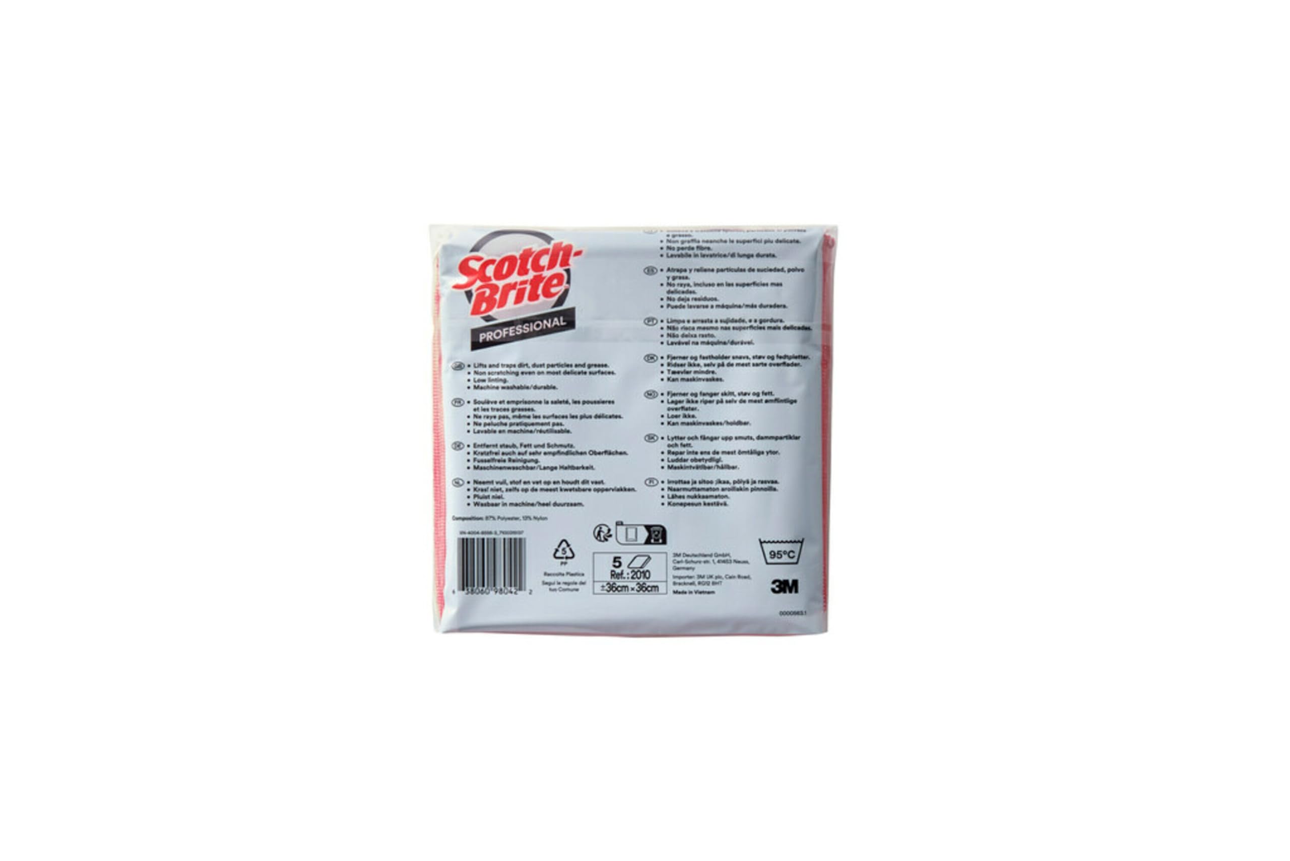 Scotch-Brite Lingettes Microfibre Haute Performance 2010, Rouge, 360 mm x 360 mm
