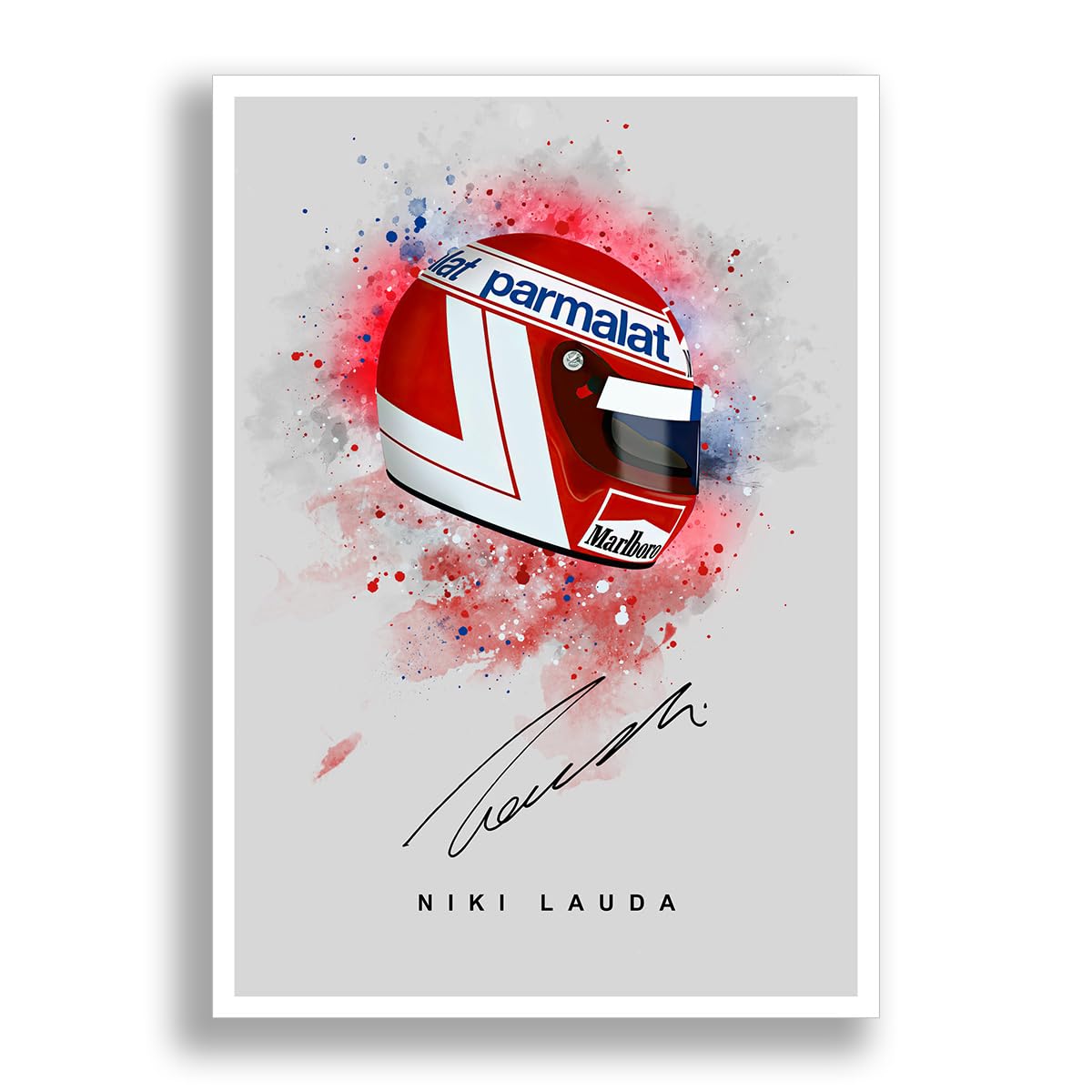 Niki Lauda Signed Photo F1 Legend Helmet Poster Print Autograph Framed Display Memorabilia Gift (A3 poster only)