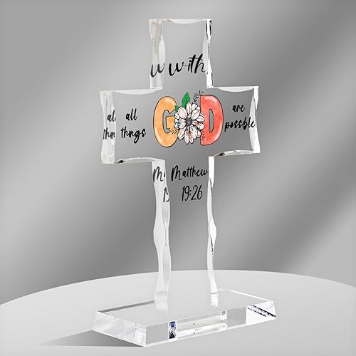 Cruz cristiana inspiradora de acrílico bendecida, gran regalo católico para confirmación, regalo religioso con oraciones para fomentar la fe,