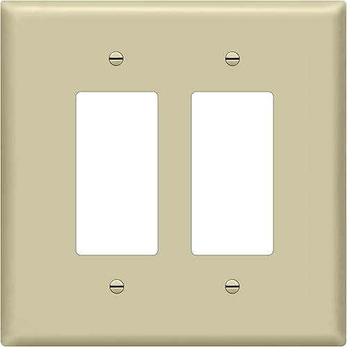 ENERLITES - Cubierta decorativa de interruptor doble, placa de pared de dos salidas, acabado brillante, tamaño grande, 2 bandas de 5.5 x 5.5