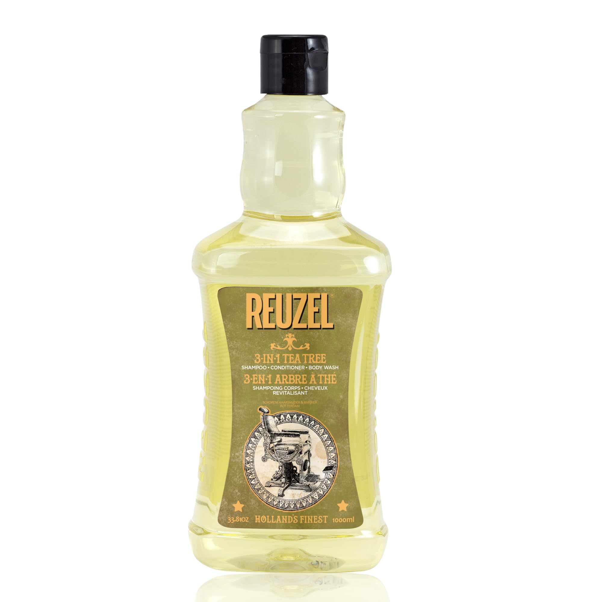 Reuzel 3-In-1 Tea Tree Shampoo - Cleanses Hair and Body - Soothes and Moisturizes Your Skin and is Ideal for Overall Scalp Care - Rinses Clean and Can Be Used Daily - 1000 ml