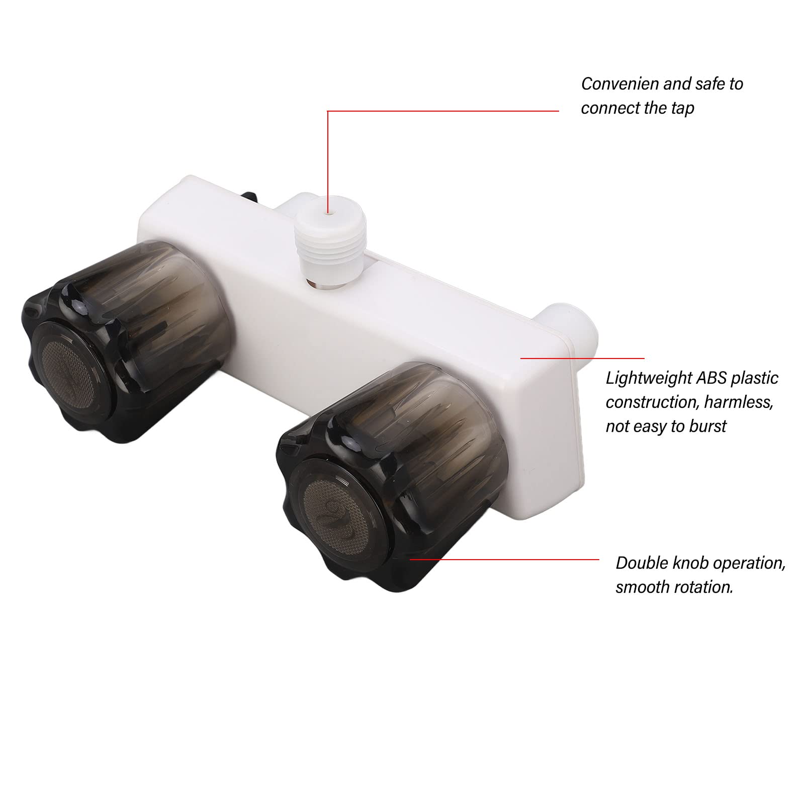 BORDSTRACT Rubinetto Camper, Miscelatore Doccia Camper con Valvola Miscelatrice e 2 Manopole, Deviatore Rubinetto Per Doccia Per Roulotte, Sostituzione Per Bagni di Camper(Bianco)