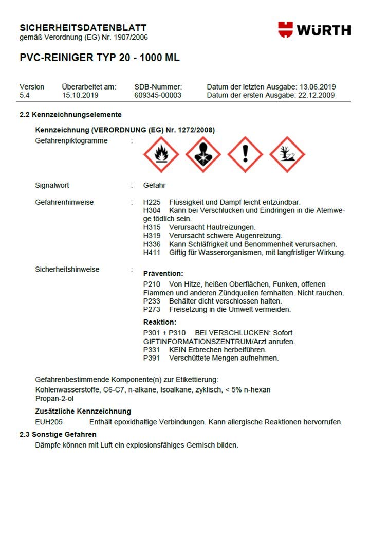 WÜRTH - Nettoyeur De Plastique Nettoyeur Type 20
