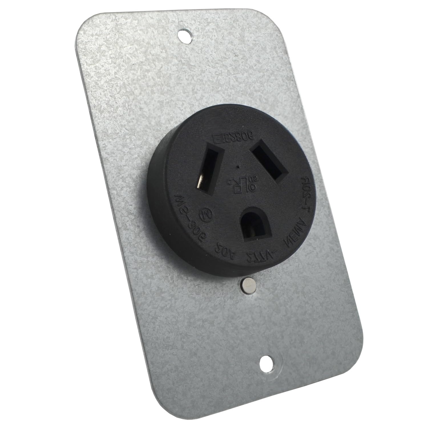 Conntek 80303 Straight Blade Flash Mount Receptacle, 20-Amp 277-Volt NEMA 7-20R, Black