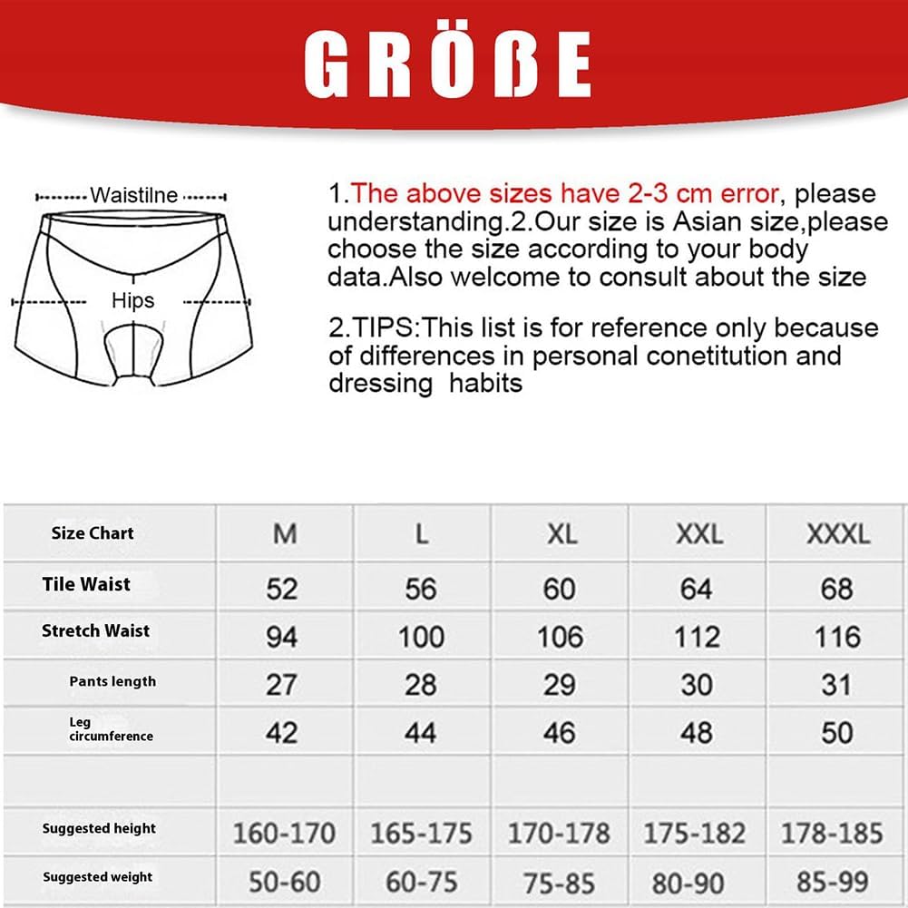 Motorrad Unterhose – Atmungsaktive Herren Radhose Mit 5d Sitzpolster, Stoßdämpfende Fahrrad-Unterhose, Für Motorrad Und Fahrrad