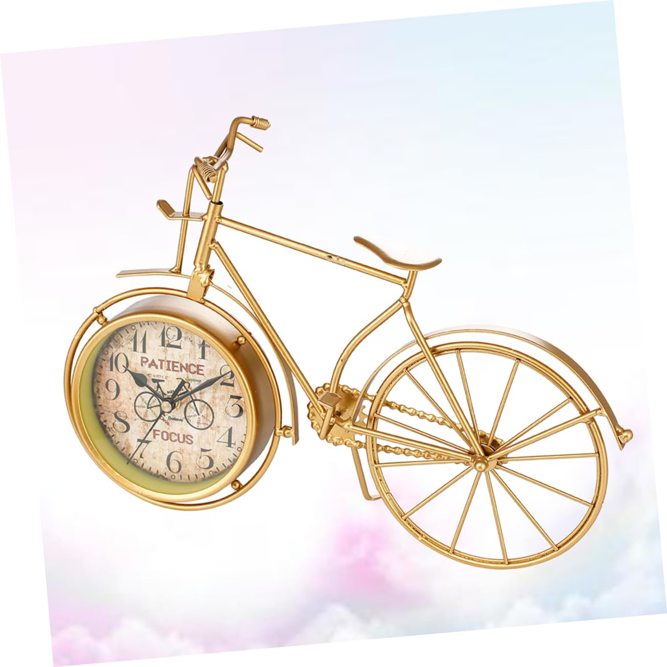 Zerodeko Goldene Fahrradförmige Tischuhr aus Eisen, Leise, Multifunktional