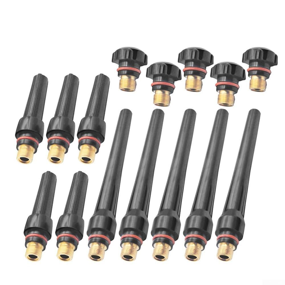 15PCS TIG Back Cap Torch Kit per WP-17 WP-18 WP-26 tra cui modelli 57Y02 57Y03 57Y04 costruzione in metallo plastica per attività di saldatura industriale