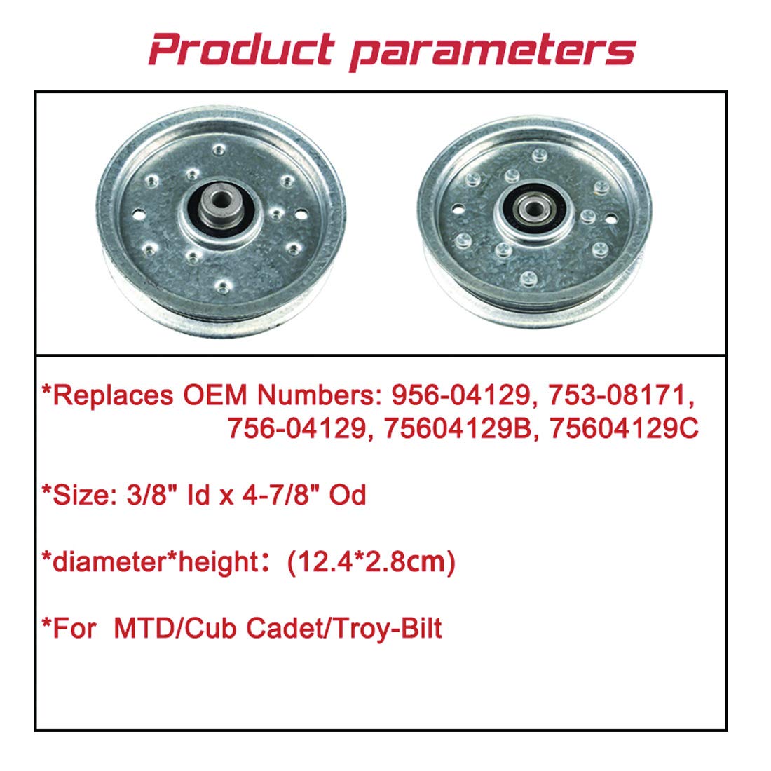 Flache Umlenkrolle 12675 – Ersetzt Cub Cadet & MTD Nummern, Für Rasenmäher-Decks Bis 137 Cm