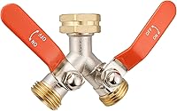 Vista 1 de Divisor de manguera de 2 vías, divisor de manguera de jardín de latón de alto flujo resistente, conector de manguera, divisor de grifo de agua
