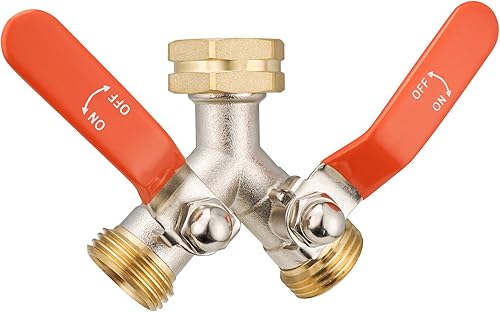 Divisor de manguera de 2 vías, Divisor de manguera de jardín de alto flujo, Convertidor de manguera de latón de entrada de 34 "Ght, Divisor de