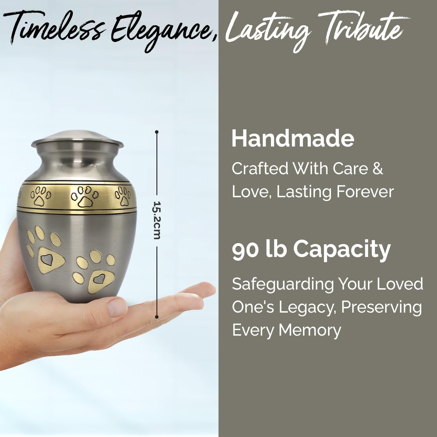 Pet Ashes Urn - Cremation Urn for Dogs & Cats – Paw Print Memorial Urn - Holds Cremated Remains of Pets Up to 42 lbs - Elegant Design to Honor Your Furry Friend (Silver, Medium) - Image 3