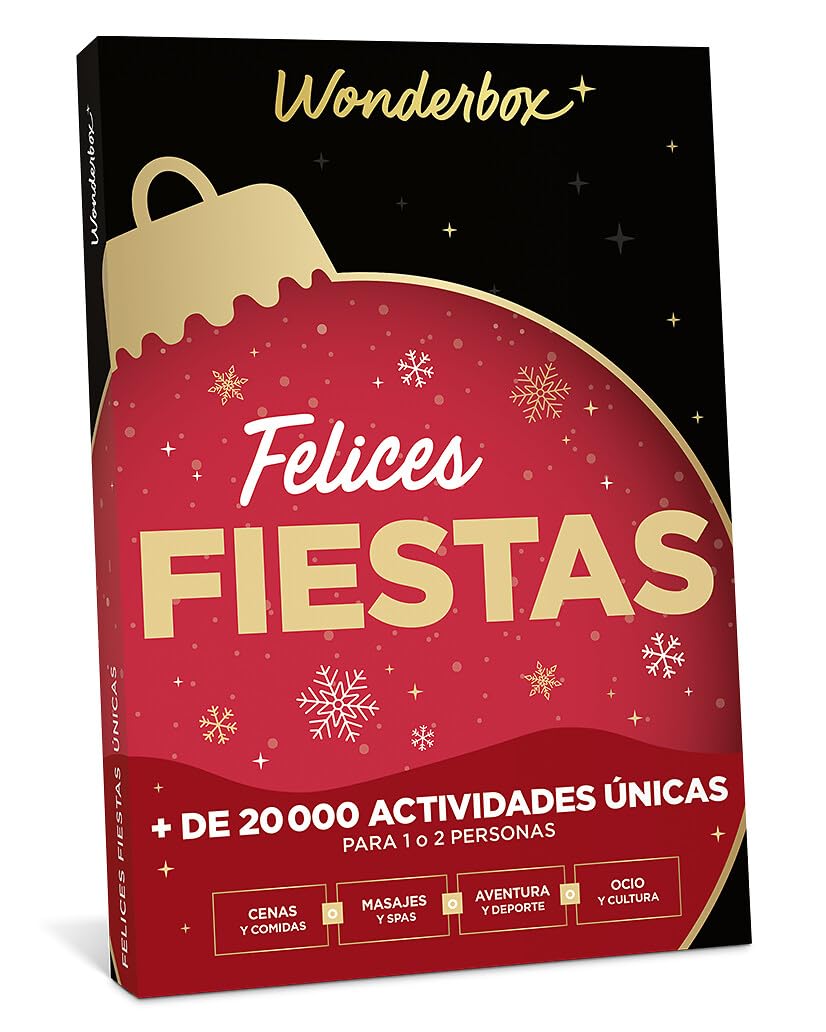 WONDERBOX - Caja Regalo - Felices Fiestas Únicas - para 1 o 2 Personas | 1 actividad a elegir - Más de 20000 experiencias - Cena, masaje, aventura o cultura