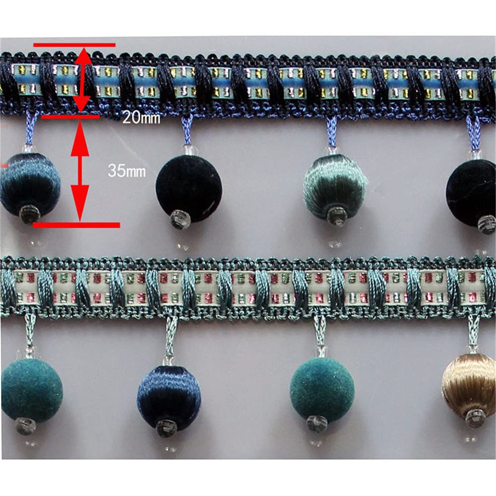 Garniture à Franges à Pompons Et Pompons Sur Ruban Jacquard