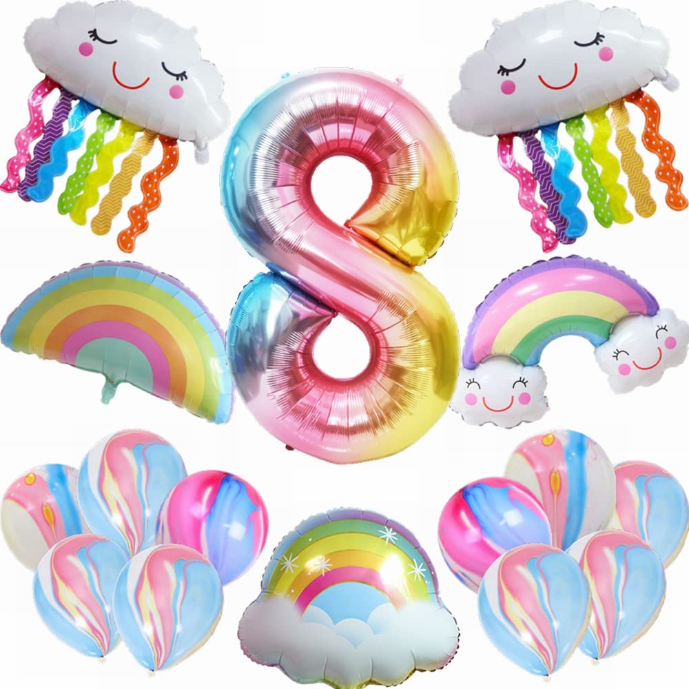 Riesige Regenbogen-Zahl 8 Folienballon – 100 Cm, Helium-tauglich. Perfekt Für Geburtstage, Hochzeiten & Themenpartys