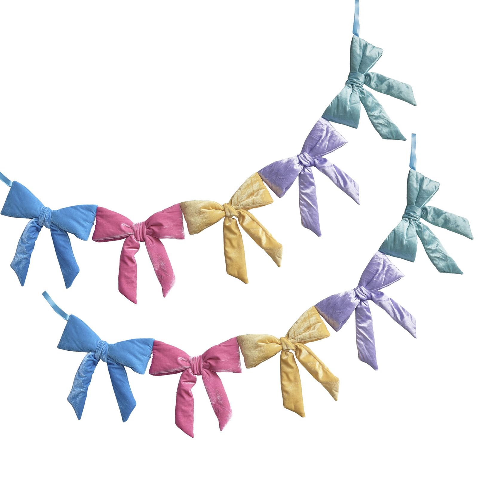 Banderines de terciopelo de 152 cm con lazo listos para colgar para festivales, temporada de primavera, hogar, chimeneas, escaleras, decoración, banderines de Pascua