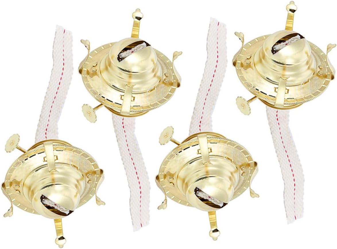 Zerodeko 4pcs Metal Replacement Burner Set with Wicks for Retro Kerosene Oil Lamps, Adjustable Vintage Oil Lamp Parts for Outdoor and Home Use