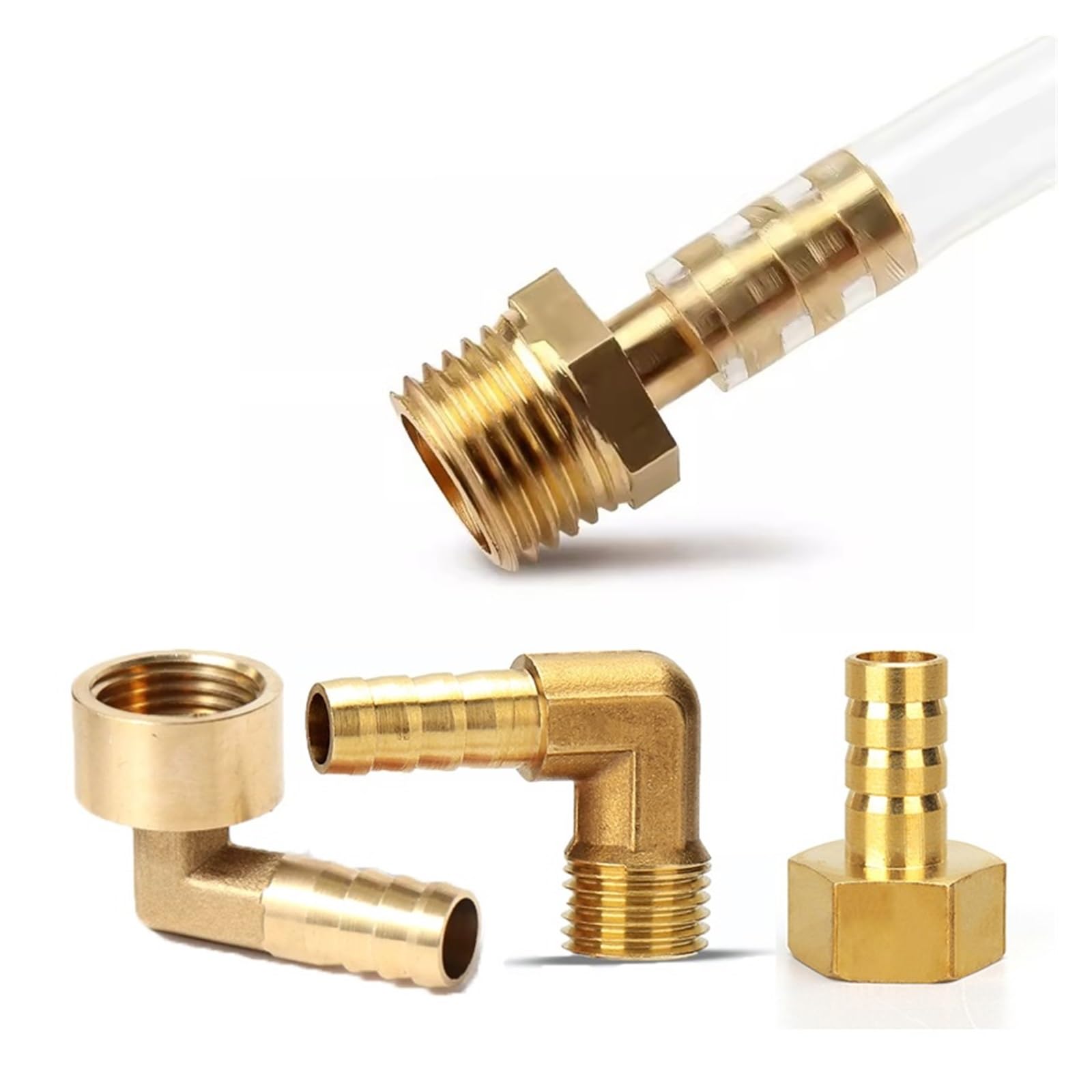 Schlauchanschluss 6 8 10 12 14 mm, Schlauchtüllenanschluss, Gewinde 1/8 1/4 3/8 1/2 BS*P-Gewinde, Messing-Wasserrohrverschraubungen(10pcs-BTPCF,12MM,1/2")