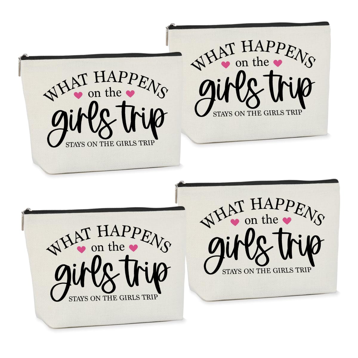 4 Pcs Girls Trip Gifts Weekend Gifts for Women Girls Trip Favors Makeup Bag Cosmetic Bag for Female Lady Girl Daughter Friend Coworker Niece Weekend