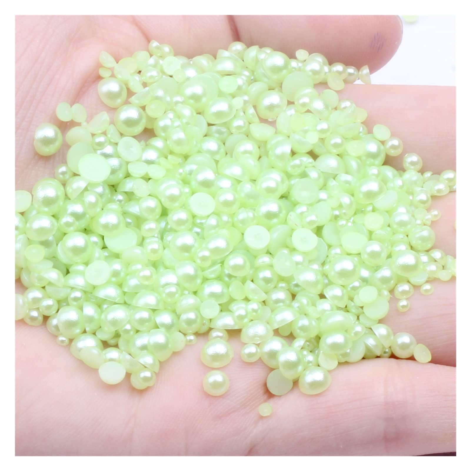 yaoqijie półokrągłe płaskie koraliki koraliki 1000 szt. 14 mm kolory klej do żywicy klejnoty do ubrań sukienek butów DIY biżuteria akcesoria trwałe (kolor: 30 jasnozielony)