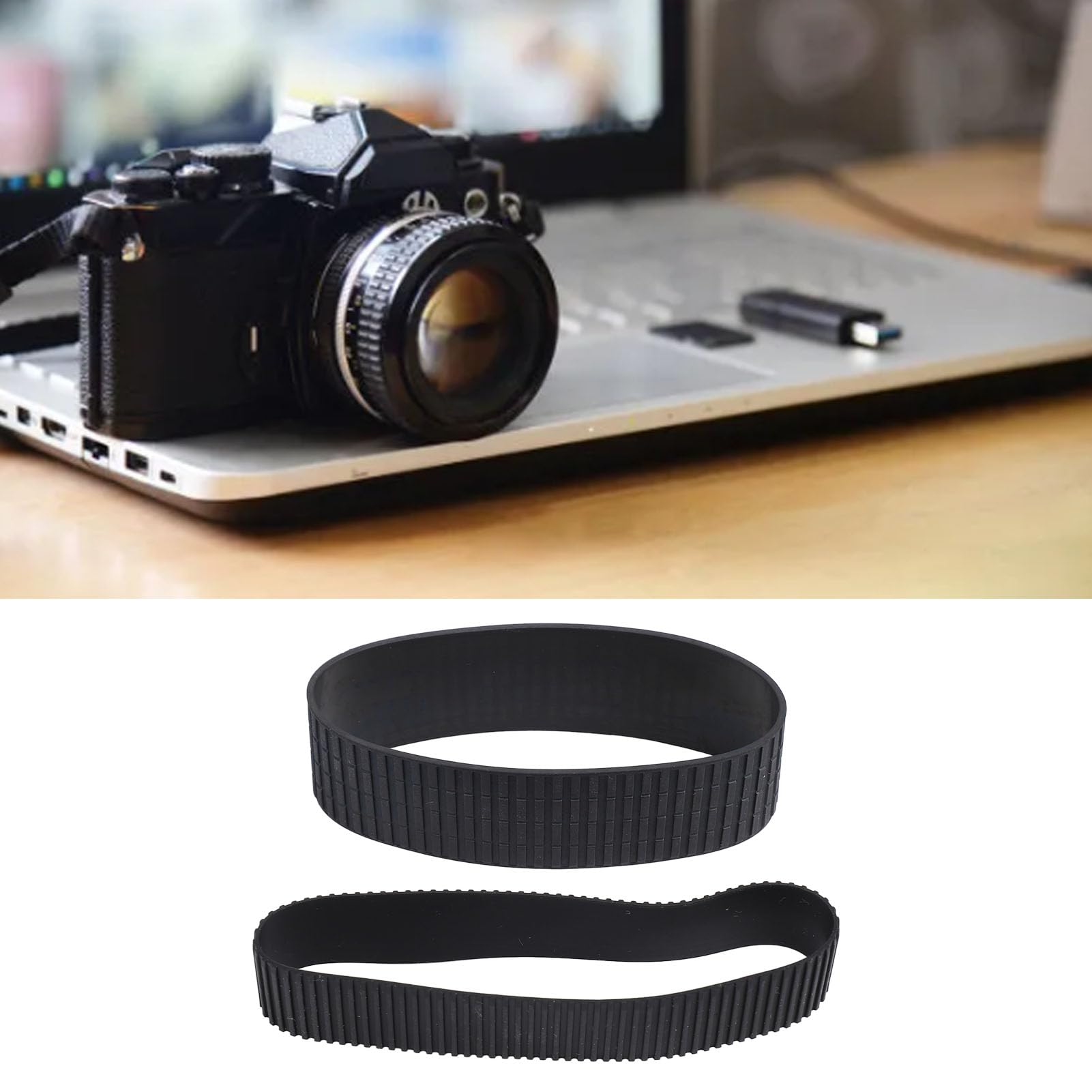 Rubber Ring Set, Zoom and Focus Grip Rubber Ring Replacement Compatible with 24-70mm Lens Camera Accessories, High Temperature Rubber