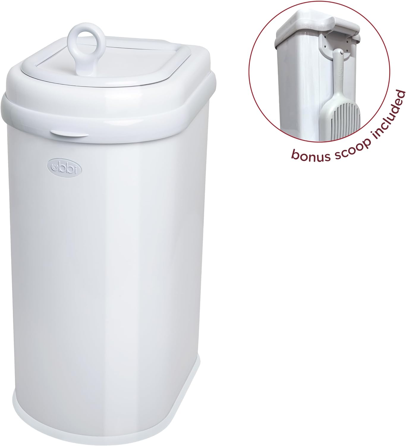 White Steel Odor-Locking Pet Waste Pail