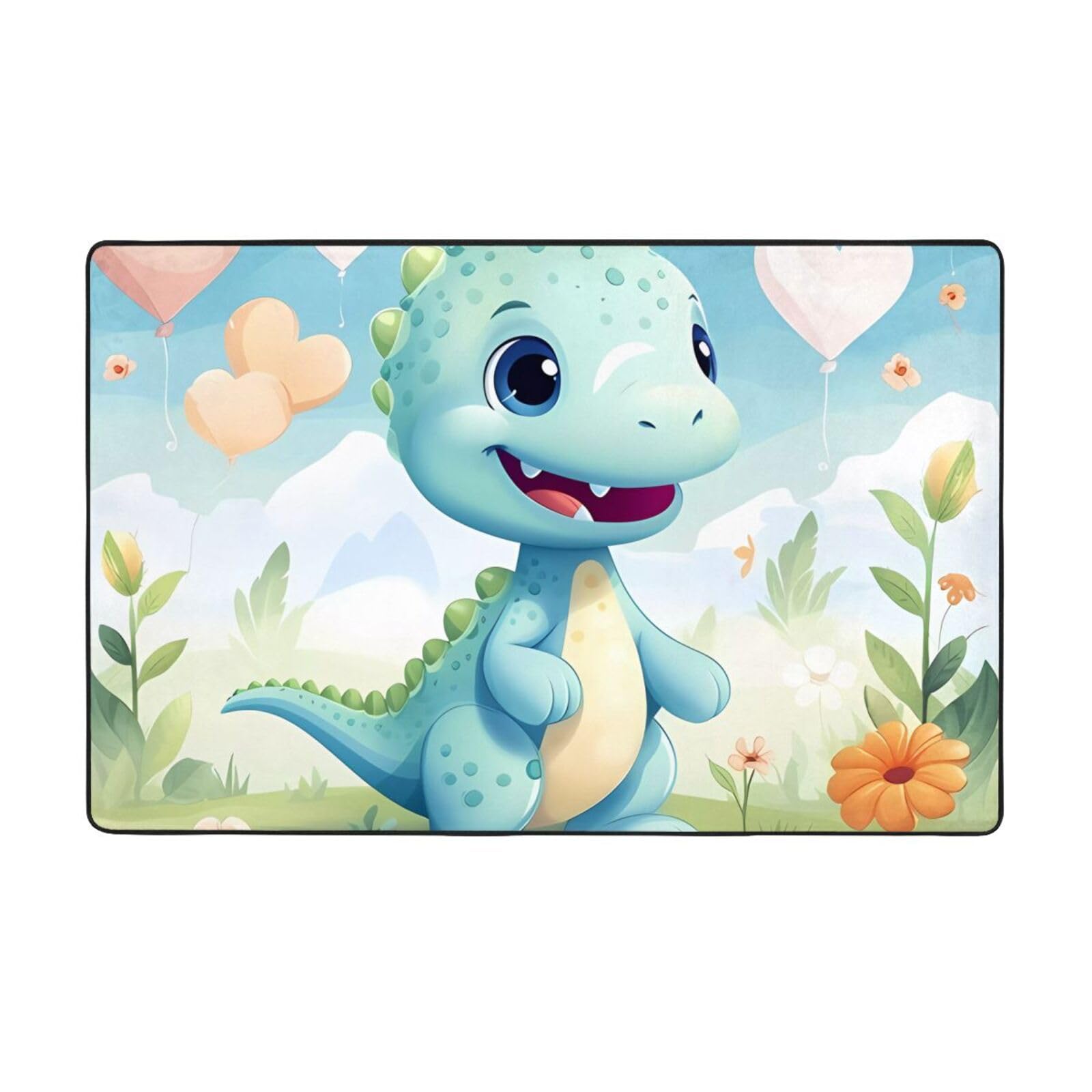 Tapis imprimé dinosaures doux et absorbant pour salle de bain