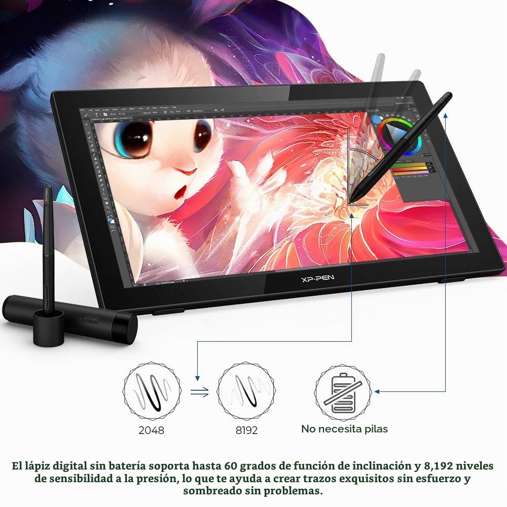 XP-Pen Artist 22 (2ª generación) Tablet de Dibujo de 21,5" con Pantalla de 1080p con 86% NTSC, lápiz óptico sin batería y Soporte Ajustable, Compatible con Windows y Mac | Tableta Dibujo Digital con Lápiz sin Batería 8192 Niveles y Soporte Ajustable, Comp