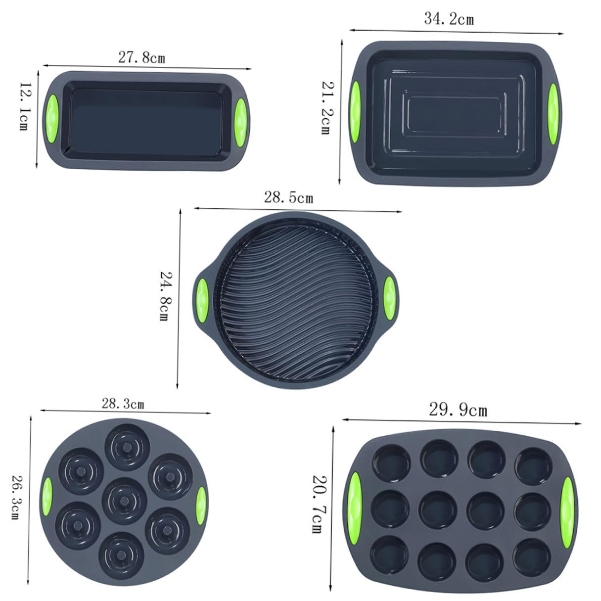 Molde de Silicona 5 Piezas para Hornear Pasteles y Pan Casero | Reutilizable y Flexible, Resistente al Calor, Limpieza Sencilla, Uso en Cocina y Repostería, Pack de 5