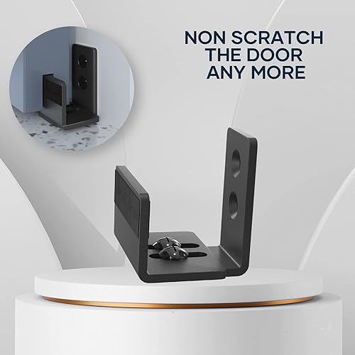 Miniatura 5 de EaseLife Guía de piso inferior para puerta corrediza de granero, forma de U, distancia de ajuste flexible y ajustable, diseño inferior plano al ras,