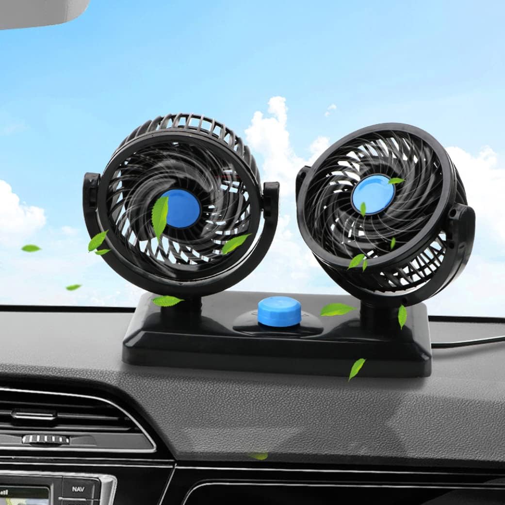 Car Fans Dual Head Electric Cooling Air Fan Portable Car Seat Fan for SUV RV Vehicles Boat Golf Cart Cooling Fans : Electronics