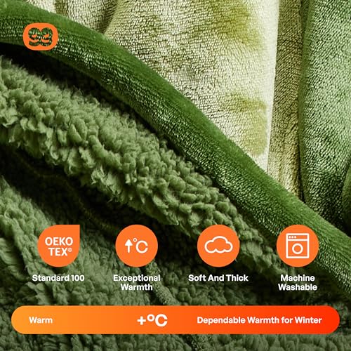 Image of Giggling Getup Wearable Blanket Hoodie for Women and Men Sherpa Fleece Hooded Blanket Sweatshirt Warm Cozy Sherpa Wearable Throw Oversized Hoodie with Giant Pocket & Sleeves for Adult Avocado