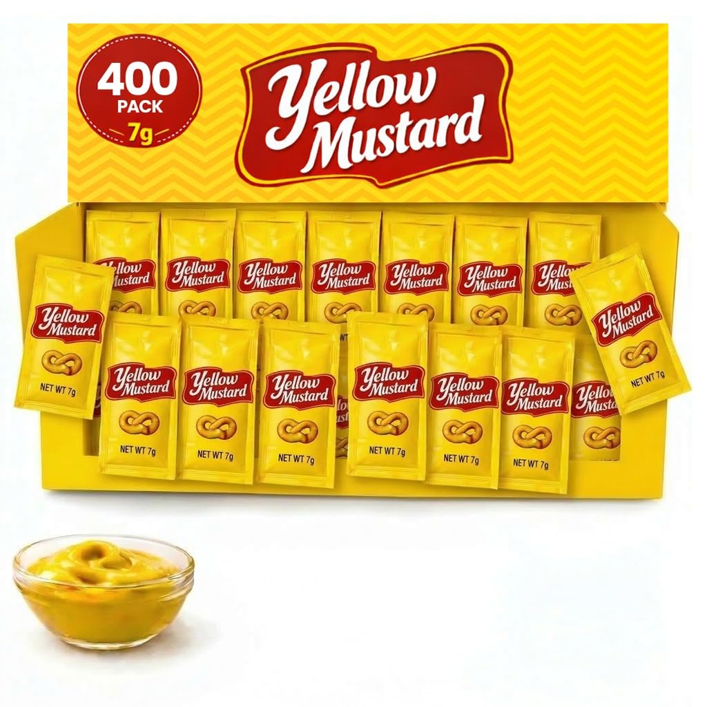 Yellow Mustard - 7gm (Multiple Pack) | Condiment Packets | (150 | 200 | 300 | 400 | 1000) Pack (400 Pack, 400 Count)