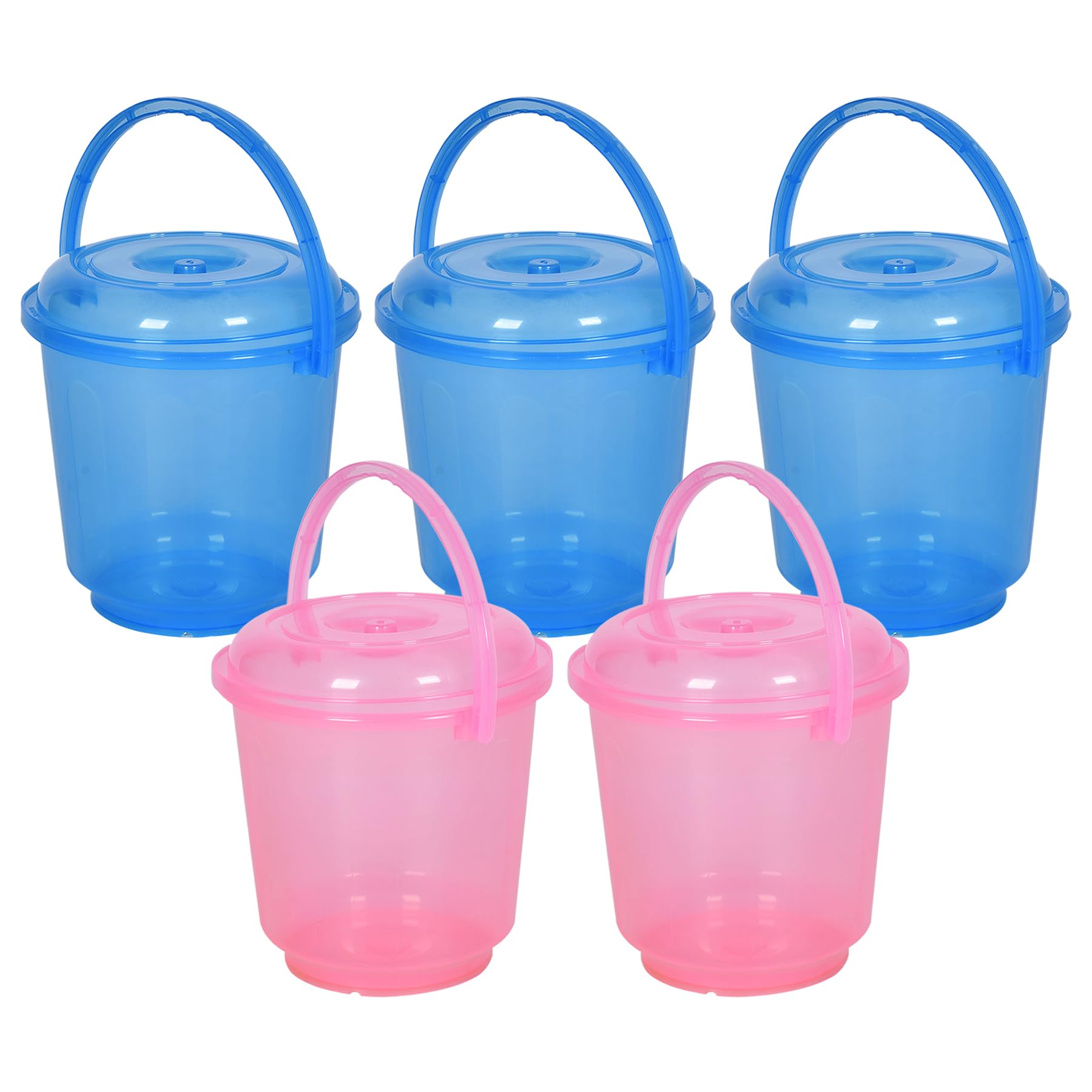 Heart Home Plastic Pack Of 5 Bucket | Bathroom Bucket | Utility Bucket For Daily Use | Water Storage Bucket | Bathing Bucket With Handle & Lid | 13 Ltr | Super-013 | Transparent | Multicolor (B0CY2SBR2P) Amazon Price History, Amazon Price Tracker