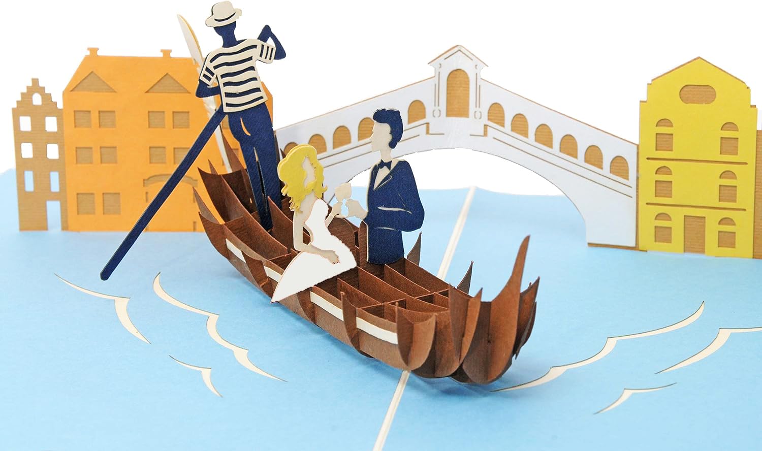 Carte De Vœux Mariage Favour Pop Up TW041 - Couple De Mariés à Venise En Filigrane