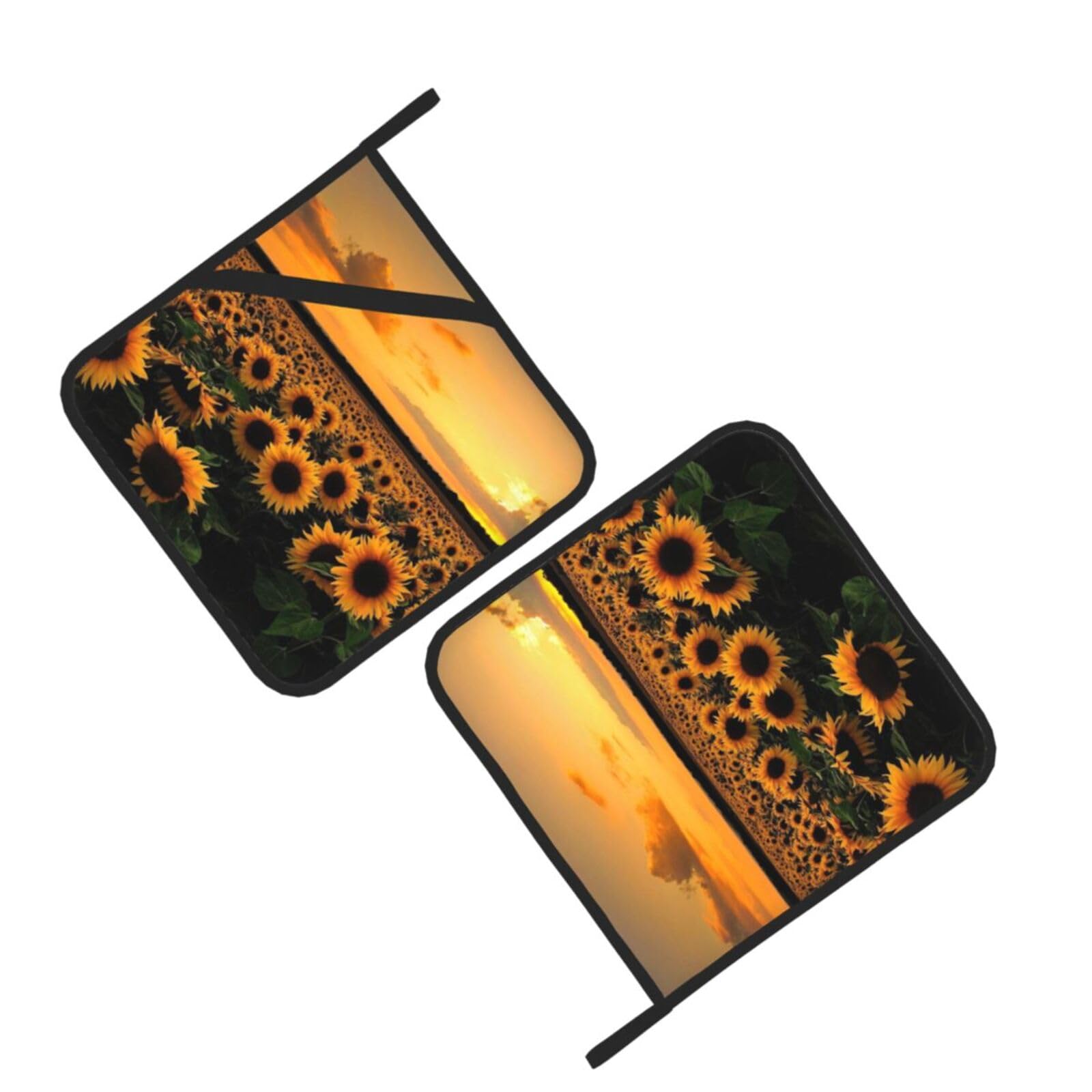 Sunflower and sunset Printed Oven Pot Holders Set of 2 Pcs Heat Resistant Kitchen Microwave Potholders for Cooking Baking Grilling
