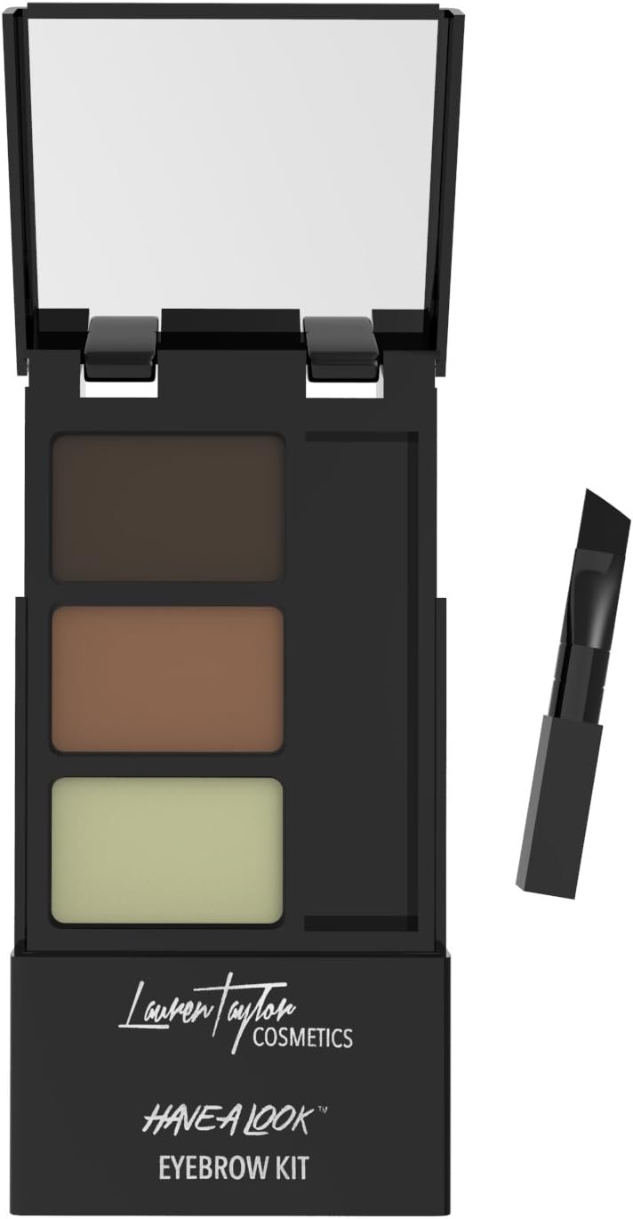 Eyebrow Kit By Lauren Taylor Cosmetics - A Long Lasting Double Powder Palette With Wax, Brush & Mirror. Color Shading Is Light & Dark Brown. Create Perfect Eyebrows With Our Best Brow Shadow Makeup!