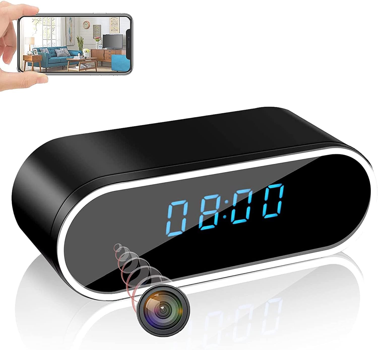 Spy Hidden Alarm Clock Camera WiFi Spy Camera HD 1080p Mini Wireless
