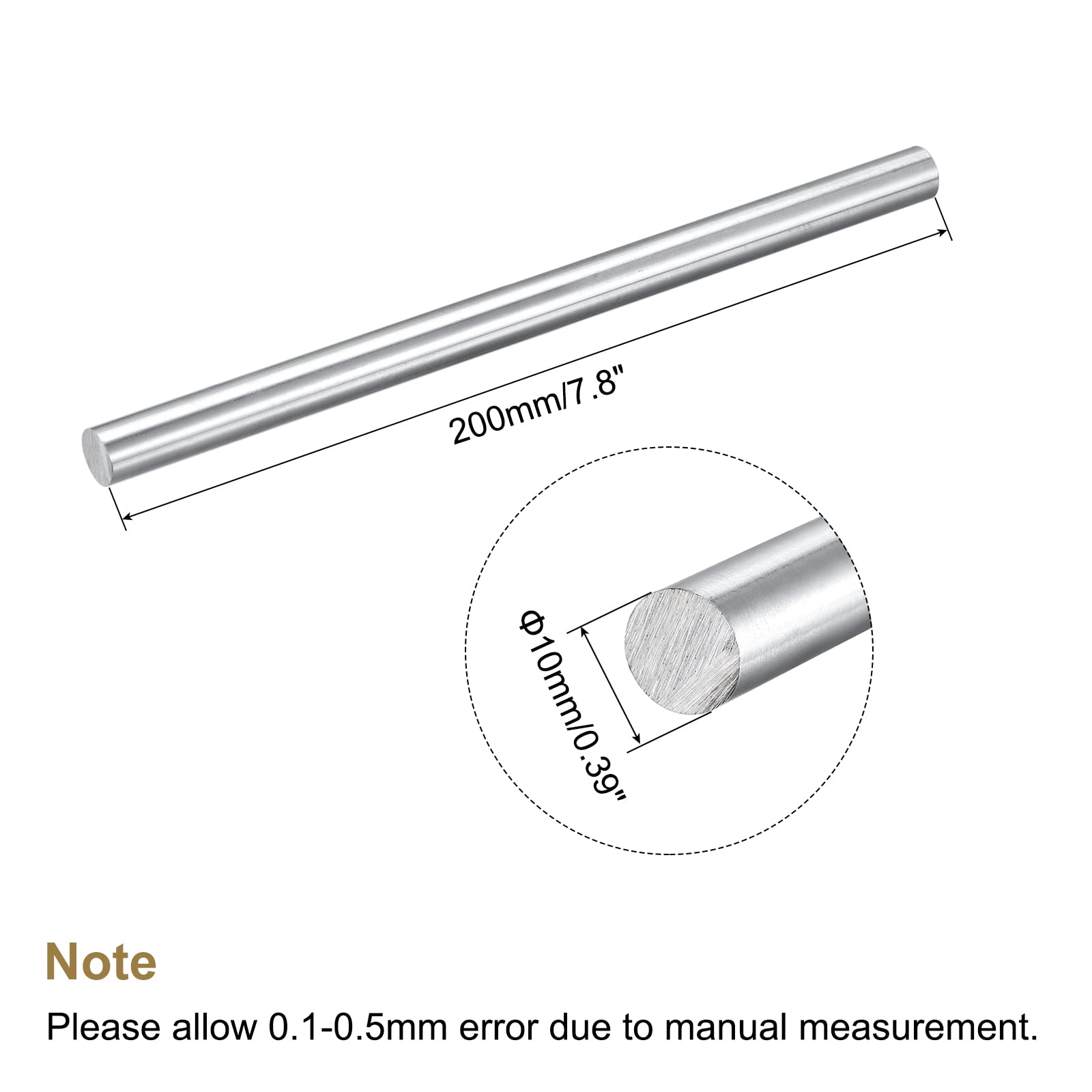 Coavoo Linear Rod Shaft 2Pcs 12mm X 1780mm, Diameter 12mm Case Hardened