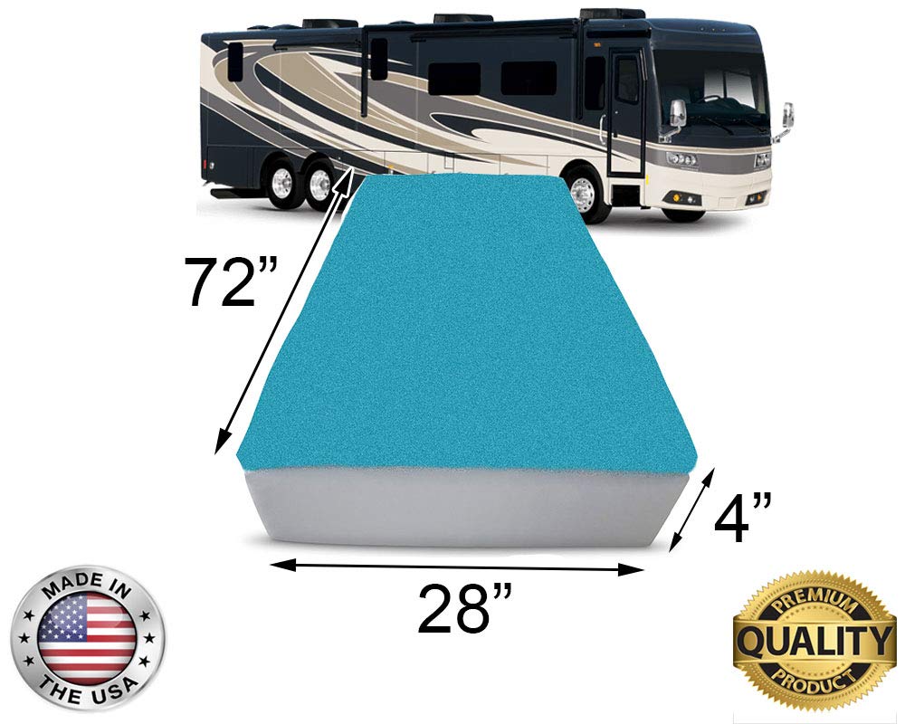 FoamRush 4-Inch Bunk (28" x 72") Mattress Cooling Gel Memory Foam RV Mattress Replacement, Medium Firm, Comfort, Pressure Relief Support, Made in USA, Travel Camper Trailer Truck, Cover Not Included