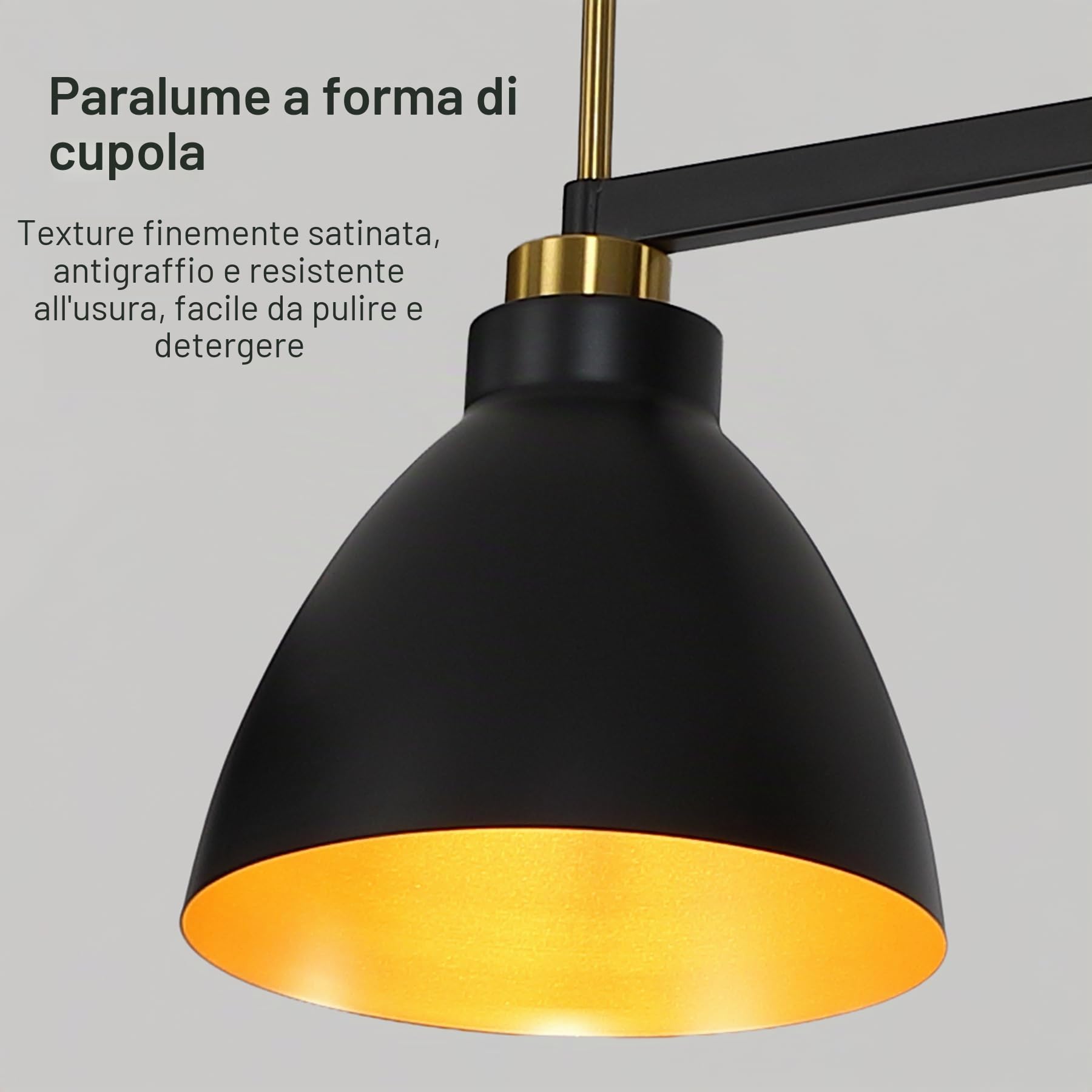 Tribesigns Lampada a sospensione vintage con 3 luci, lampada a sospensione industriale nera e dorata con aste regolabili per sala da pranzo, cucina e soggiorno (attacco E27, lampadina non inclusa)