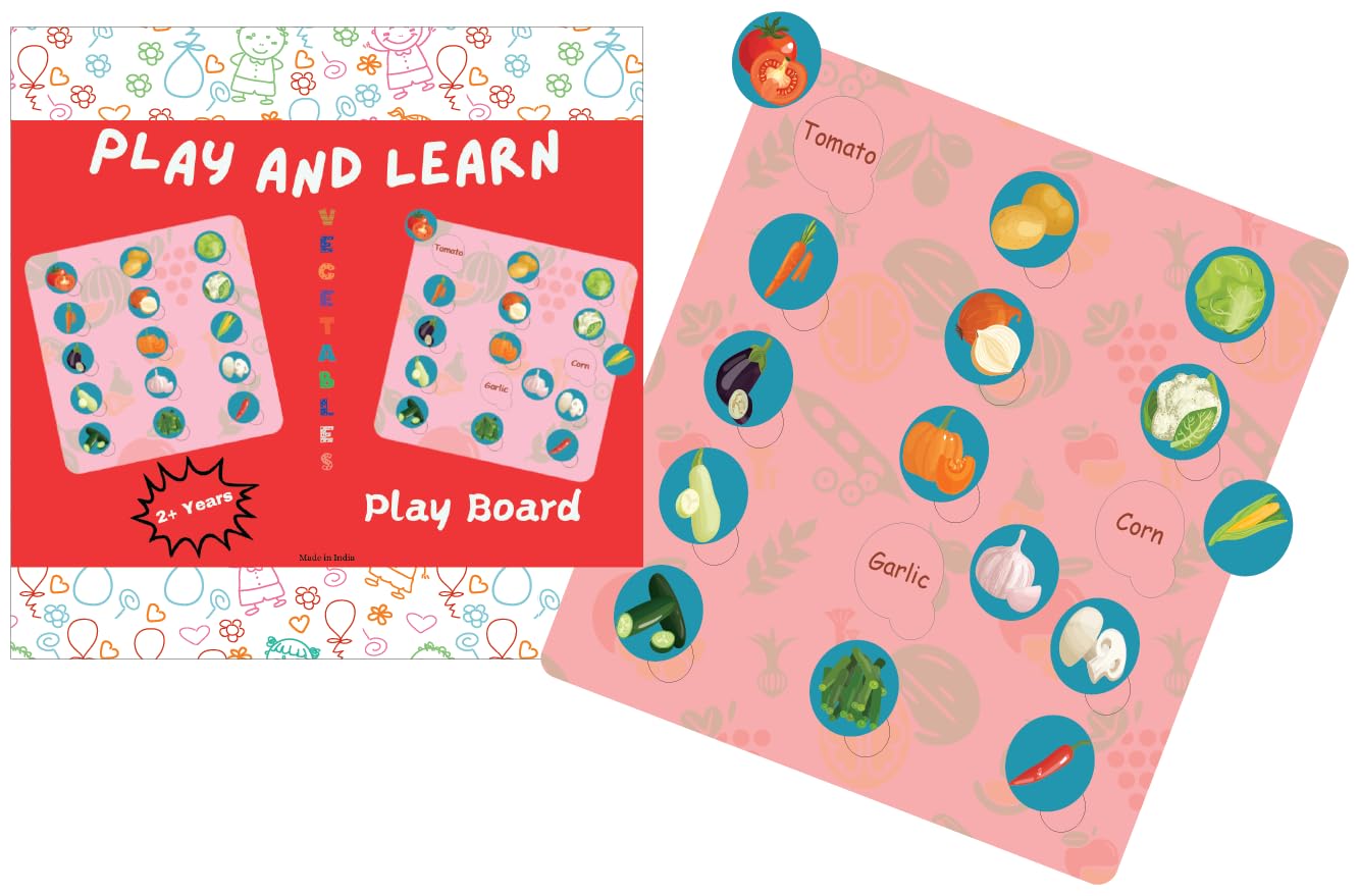 Mukund’s Jigsaw Puzzle Game Board of Vegetables Name for Kids, Learning Toy (Pink)