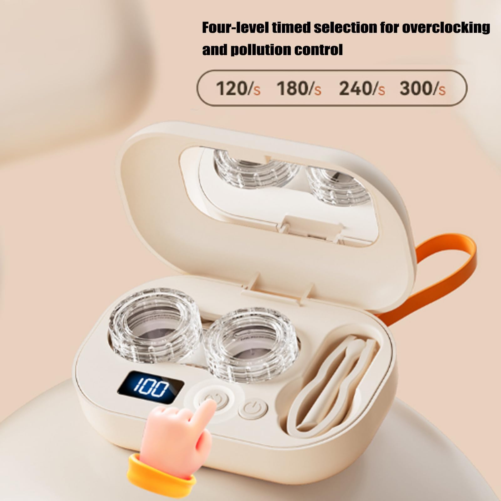 Ultrasonic Contact Lens Cleaner Machine, Electric Cleaning Case with Digital Display, Portable Ultrasonic Eyeglass Lens Cleaner Machine for Gym, Travel, Home, ContactLens Applicator Tool — view 7