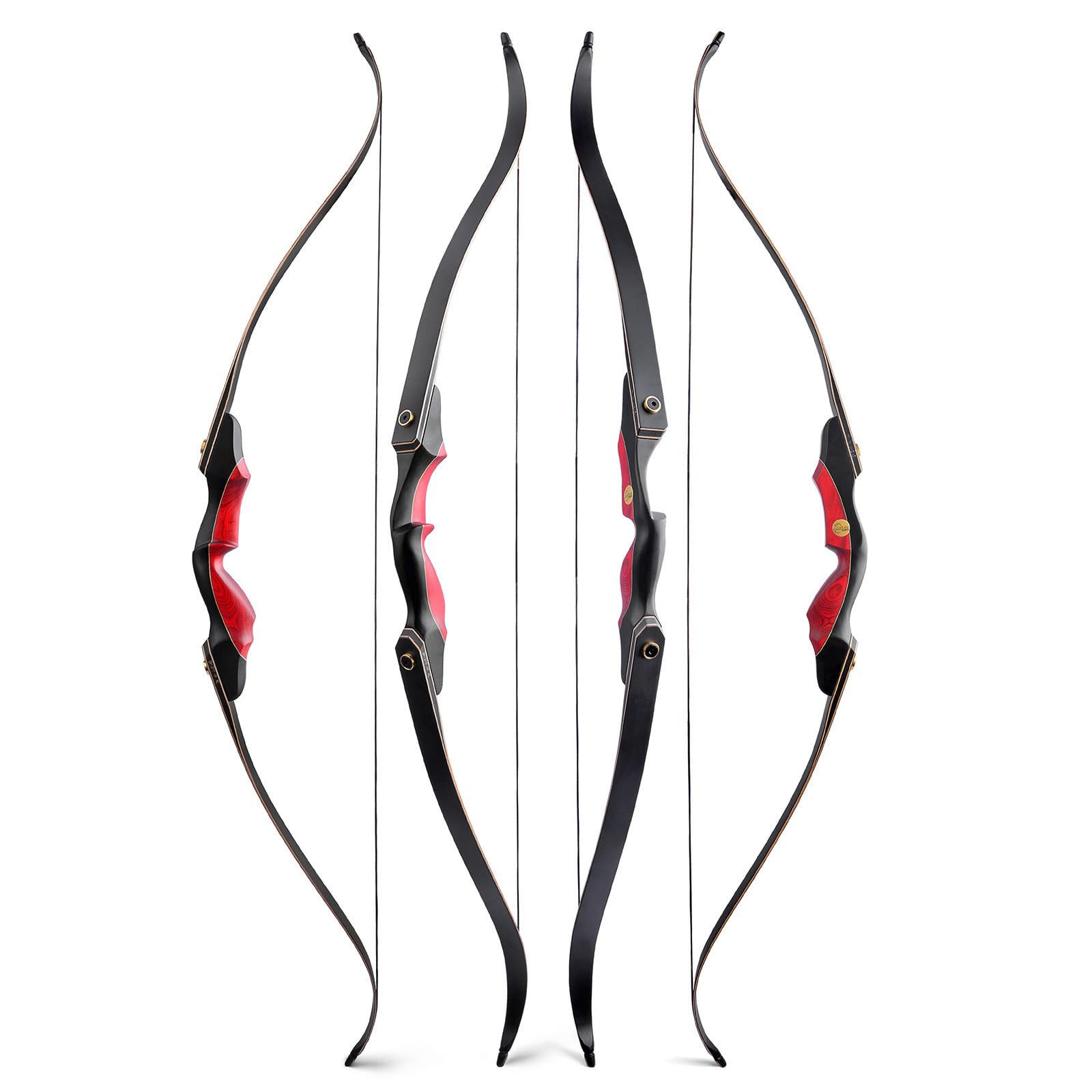 60" Set Arco E Frecce Adulto 25-60lbs Legno Colorato Ricurvo Archi Set per Il Tiro All'aperto E La Caccia Al Bersaglio (Rosso, 25lb)