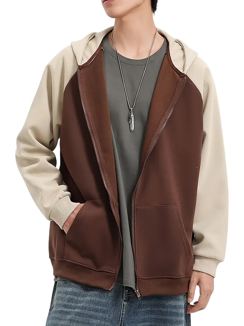 Men's Colorblock Hoodie||Zip-Up Sweatshirt with Pockets ||Casual Cotton Blend Jacket for Men || Hoodie for Mens-image-40