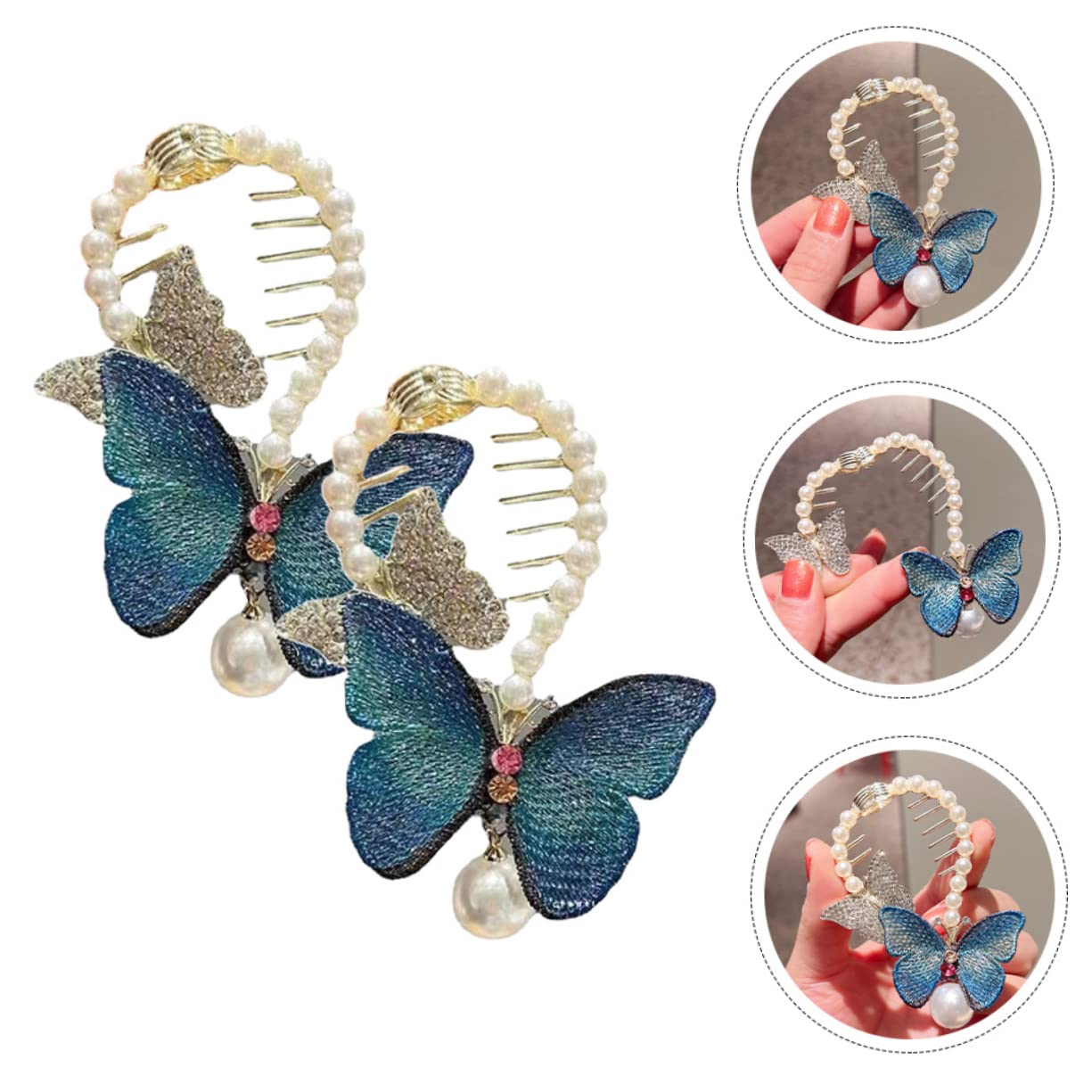 minkissy 10pezzi Fermagli Per Chignon Con Strass Forma Di Farfalla Per Acconciature Eleganti e Versatili Accessori Per Per Donne e Ragazze Clip Per Coda Di Cavallo Con Perle e Design