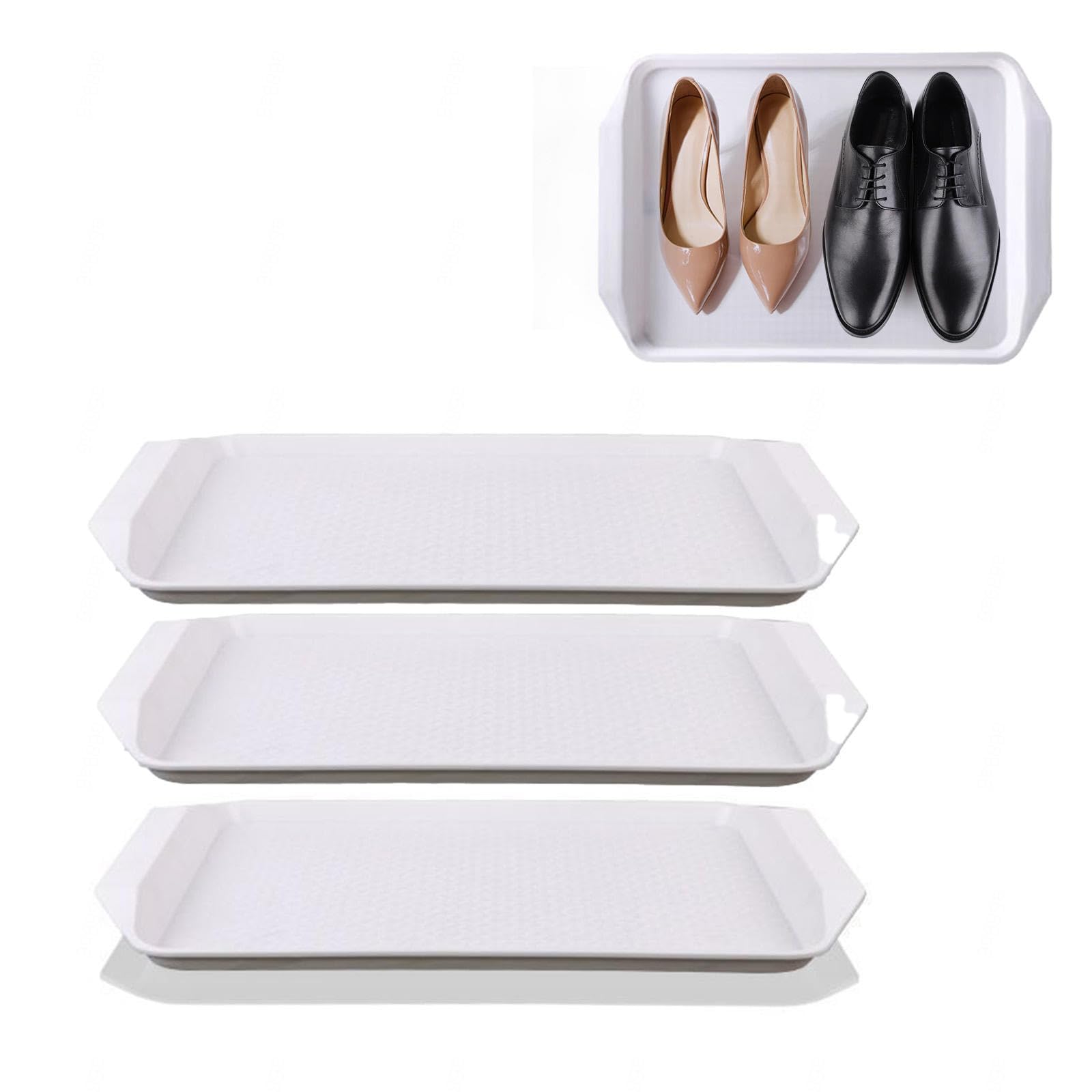 Boot Mats for Entryway 3 Pack Boot Trays Shoe Tray for Entryway for Garden, Bedroom, Entrance Area, Garage Boot Mat,White